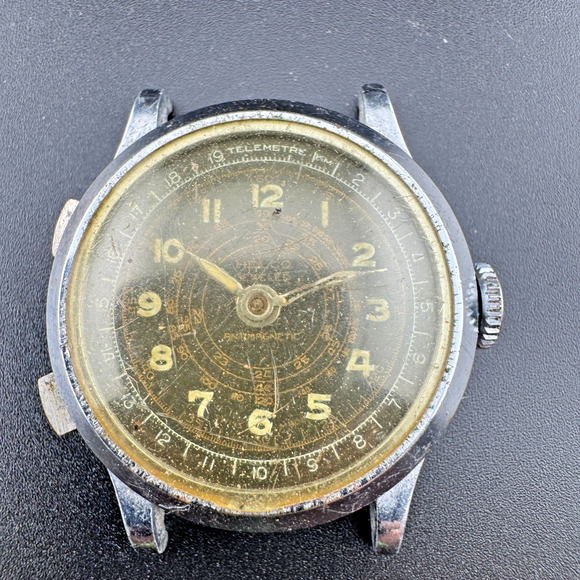 Vintage Swiss Chronograph Watch Telemetre Dial Untested main image 4